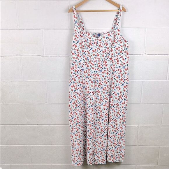 Old Navy fit and flare linen blend floral midi dress - Picture 1 of 6